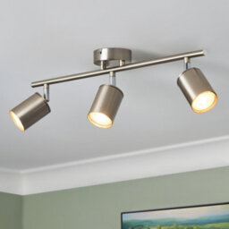 Litecraft Tanner Satin Nickel 3 Light Ceiling Spotlight Bar - thumbnail 1