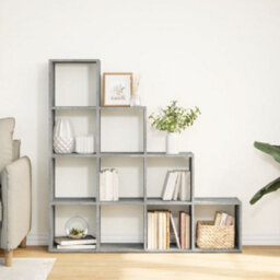 Berkfield Durable Room Divider Bookcase 4-Tier Concrete Grey 131.5X29X131.5 Cm Engineered Wood - thumbnail 3