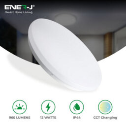 Ener-J Ener J 12W Led Ceiling Light Cct Changeable 250X55mm Ip44 Surface Mount Round Downlight 960 Lumens White - thumbnail 2