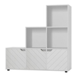 Urbn-Living Urbnliving 91Cm Height 6 Cube Step White Storage Bookcase Shelf Unit Line White Door
