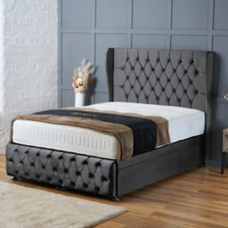 Bsspoke Ottoman Divan Bed Steel Plush Velvet With 25Cm Good Quality Mattress & 138Cm Headboard End Lift Up Storage In All Sizes - thumbnail 1