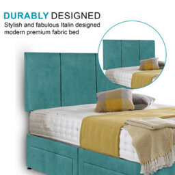 Dining Tables Chelsea Headboard Divan Set, 2 Drawer On Same Side With Sprung 1500 Comfort Mattress - Plush Duck Egg - King - thumbnail 3