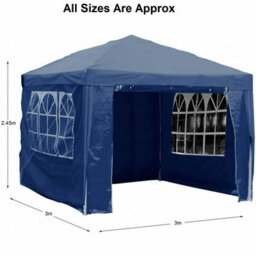Gr8 Garden Blue Gazebo Marquee Awning Beach Party Camping Tent Canopy Shade 3X3M - thumbnail 2