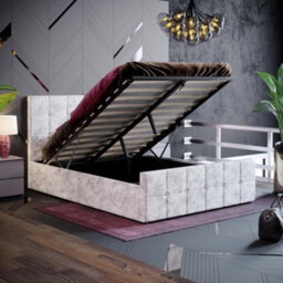 Lassic Vida Designs Valentina Crushed Velvet Silver Ukfr 4Ft6 Double Ottoman Bed Frame, 190 X 135Cm - thumbnail 1