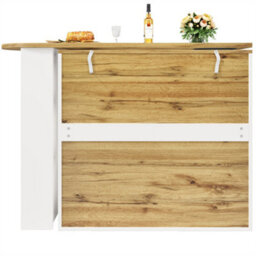 Abrihome White Rotating Bar Table (Body 138X39X105Cm), Multi-Functional Coffee Bar, Kitchen Island With Storage, Shelves & Doors - thumbnail 5