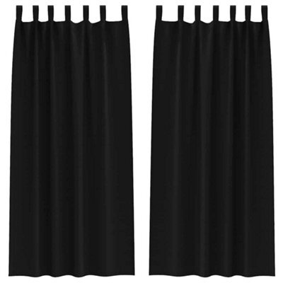Berkfield Modern Curtains With Curtains 2 Pcs Black Polyester - image 1