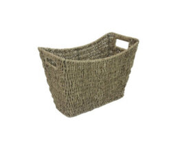 Vintage Seagrass Magazine Storage Rack - Brown