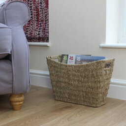 Vintage Seagrass Magazine Storage Rack - Brown - thumbnail 5