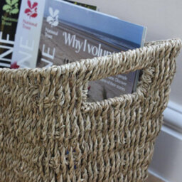 Vintage Seagrass Magazine Storage Rack - Brown - thumbnail 4
