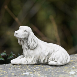 Burgess Cocker Spaniel Stone Statue Outdoor Garden Ornament British Made Puppy Dog Sculpture - thumbnail 2