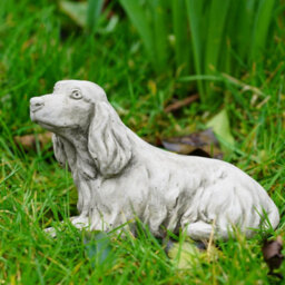 Burgess Cocker Spaniel Stone Statue Outdoor Garden Ornament British Made Puppy Dog Sculpture