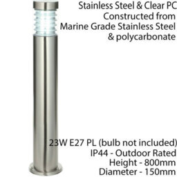 2 Pack Outdoor Ip44 Bollard Light Marine Grade Steel Lamp Post Garden Driveway - thumbnail 2
