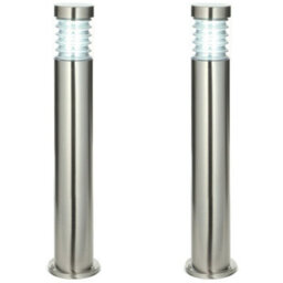 2 Pack Outdoor Ip44 Bollard Light Marine Grade Steel Lamp Post Garden Driveway - thumbnail 1