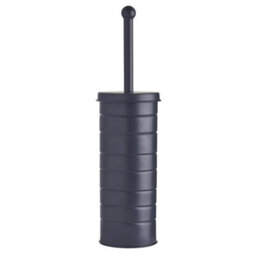 Toilet Brush With Lid Holder & Bin Set Bathroom Trash Cleaner Tidy Metal Grey - thumbnail 5