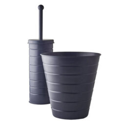 Toilet Brush With Lid Holder & Bin Set Bathroom Trash Cleaner Tidy Metal Grey - thumbnail 7