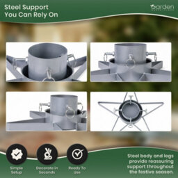 Garden Market Place Star Shape Silver Metal Christmas Tree Stand - thumbnail 6