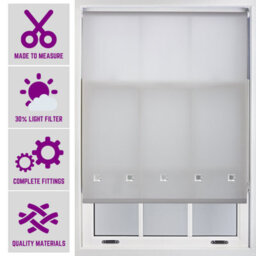Grey Daylight Roller Blind With Chrome Square Eyelets Free Cut Service By Furnished - (W)60Cm X (L)165Cm