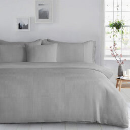 Velosso Silver Waffle Weave Duvet Cover And Pillowcase Set King - thumbnail 2