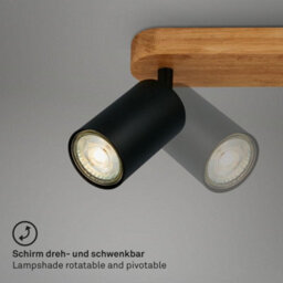 Briloner Gu10 Spotlight Black & Wood 4 Way Retro Ceiling Light - thumbnail 4