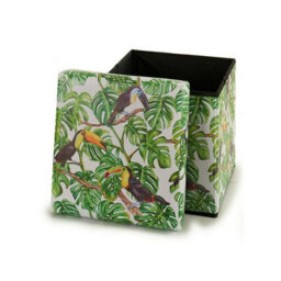 Pouffe Faux Leather Foldable Toucan Theme Storage Box And Seat 31X31Cm - thumbnail 2