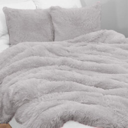 Groundlevel Silver Faux Fur Duvet Cover Set - thumbnail 3