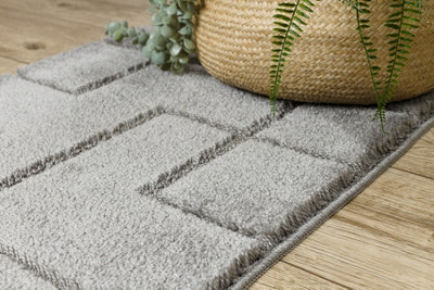 RugsX Bathroom Rug Supreme Lines Non-Slip, Soft - Grey  60X100 Cm - image 1