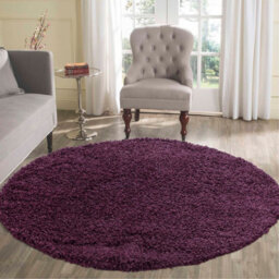 Desire Rugs Plain Living Room Shaggy Area Rugs Violet Round 120X120 Cm - thumbnail 7