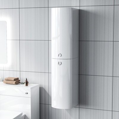 Nes Home Dene 1400 mm Bathroom Wall Hung Cabinet Storage Tall Shelf Furniture White - image 1