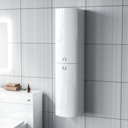 Nes Home Dene 1400 mm Bathroom Wall Hung Cabinet Storage Tall Shelf Furniture White - thumbnail 1