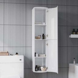 Nes Home Dene 1400 mm Bathroom Wall Hung Cabinet Storage Tall Shelf Furniture White - thumbnail 4