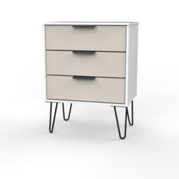 Osaka 3 Drawer Midi Chest Of Drawers In Kashmir Matt & White Matt (Ready Assembled) - thumbnail 1