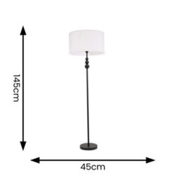 Valuelights Marissa Matt Black Stacked Ball Floor Lamp With White Drum Shade - thumbnail 5