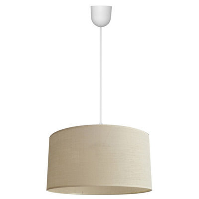 Luminosa Lighting Luminosa Alba Cylindrical Pendant Ceiling Light Ecru, White 40Cm - image 1