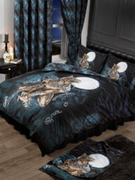 Alchemy England Super King Size Loups Garou Duvet Cover Set, Gothic Wolves Werewolf Alternative Bedding, Grey Black Blue