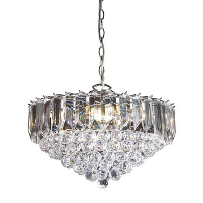 Luminosa Lighting Luminosa Fargo 6 Light Ceiling Pendant Chrome, Clear Acrylic, E14