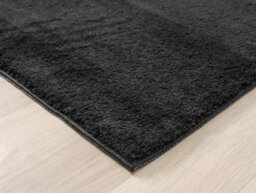 Comfy Washable Low Pile Living Room Area Rug - Anti-Slip Felt Backing Black 200Cm X 280Cm - thumbnail 4