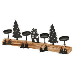 Urbn-Living Urbnliving 40Cm Height Wood & Metal Tea Light Holder Stand Festive Decorative Christmas Woodland Scene - thumbnail 2