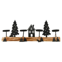Urbn-Living Urbnliving 40Cm Height Wood & Metal Tea Light Holder Stand Festive Decorative Christmas Woodland Scene - thumbnail 6