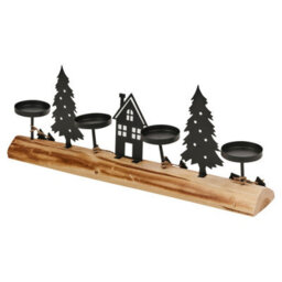 Urbn-Living Urbnliving 40Cm Height Wood & Metal Tea Light Holder Stand Festive Decorative Christmas Woodland Scene - thumbnail 3