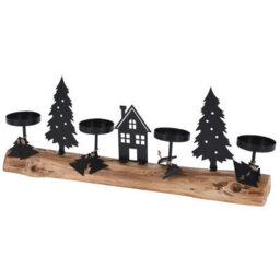 Urbn-Living Urbnliving 40Cm Height Wood & Metal Tea Light Holder Stand Festive Decorative Christmas Woodland Scene - thumbnail 5