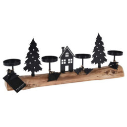 Urbn-Living Urbnliving 40Cm Height Wood & Metal Tea Light Holder Stand Festive Decorative Christmas Woodland Scene - thumbnail 4