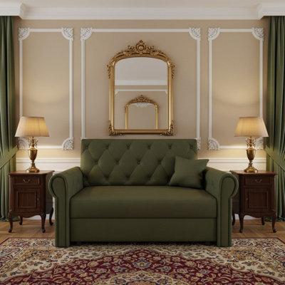 Viva Roma Ii Sofa Bed Has Sleep Function And Bedding Storage Polyurethane Foam Hr Foam Metal Legs 148X85X98Cm Olive - image 1