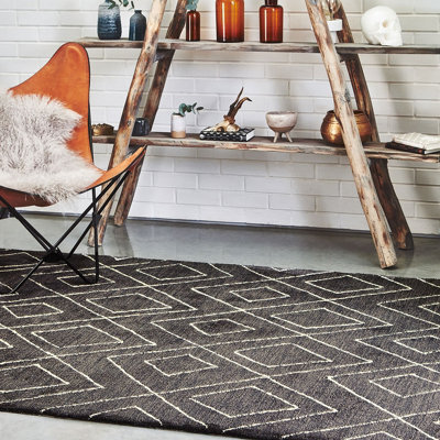 Asiatic Nomad Nm01 Dark Grey Wool Rug-120Cm X 170Cm - image 1