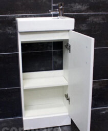 Hydros 400mm Bathroom Vanity Unit Cloakroom Basin Sink Square Style White Gloss - thumbnail 3