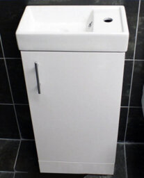 Hydros 400mm Bathroom Vanity Unit Cloakroom Basin Sink Square Style White Gloss - thumbnail 2