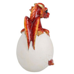 AB Tools Red Baby Dragon Egg Hatching Resin Fantasy Sculpture Statue Ornament Figurine - thumbnail 2