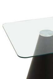 Orsina Square Clear Glass Top Dining Table, Geometric Conical Black Base Glass Dining Room Table, Kitchen Table - thumbnail 4