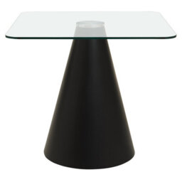 Orsina Square Clear Glass Top Dining Table, Geometric Conical Black Base Glass Dining Room Table, Kitchen Table - thumbnail 1