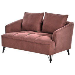 Beliani Sofa 2 Seater Hobro Fabric Burgundy - thumbnail 4