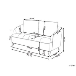 Beliani Sofa 2 Seater Hobro Fabric Burgundy - thumbnail 3